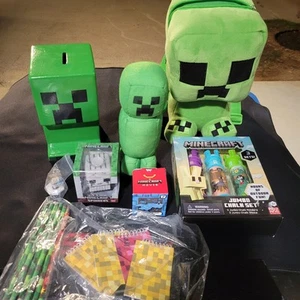 Minecraft Lot-Bank- Backpack -Figurines- Plush- Spinner Fig- Pencils- Notepads- - Picture 1 of 11