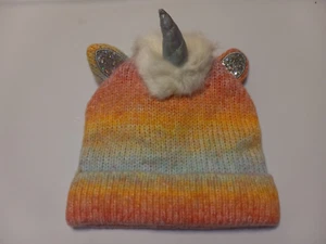 Colorful Soft Cuff Knit Unicorn Beanie Cap Girls L/XL The Children's Place NWT - Picture 1 of 2