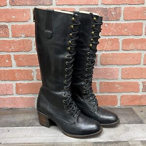FREEBIRD By STEVEN Original Grany/Granny Leather Boot Black Womens 10