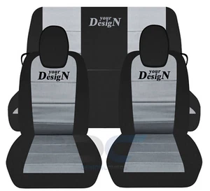 Funda de diseño Chevy Camaro Funda de asiento delantero y trasero Negro-plateado + Diseño UR - Imagen 1 de 11