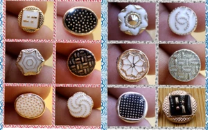 12.5 MM/ 12 pc Plastic Button Sew on Vintage  Delicate Fancy for Wedding Costume - Foto 1 di 36