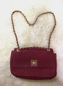 Moschino Love Woman Bag Red Burgundy Cross Body Leather Chain Shoulder - Picture 1 of 12
