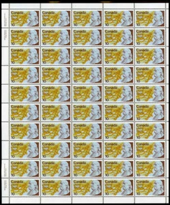 Canada Stamp SHEET #691i - Benjamin Franklin and Map (1976) 10¢ DF - Picture 1 of 1