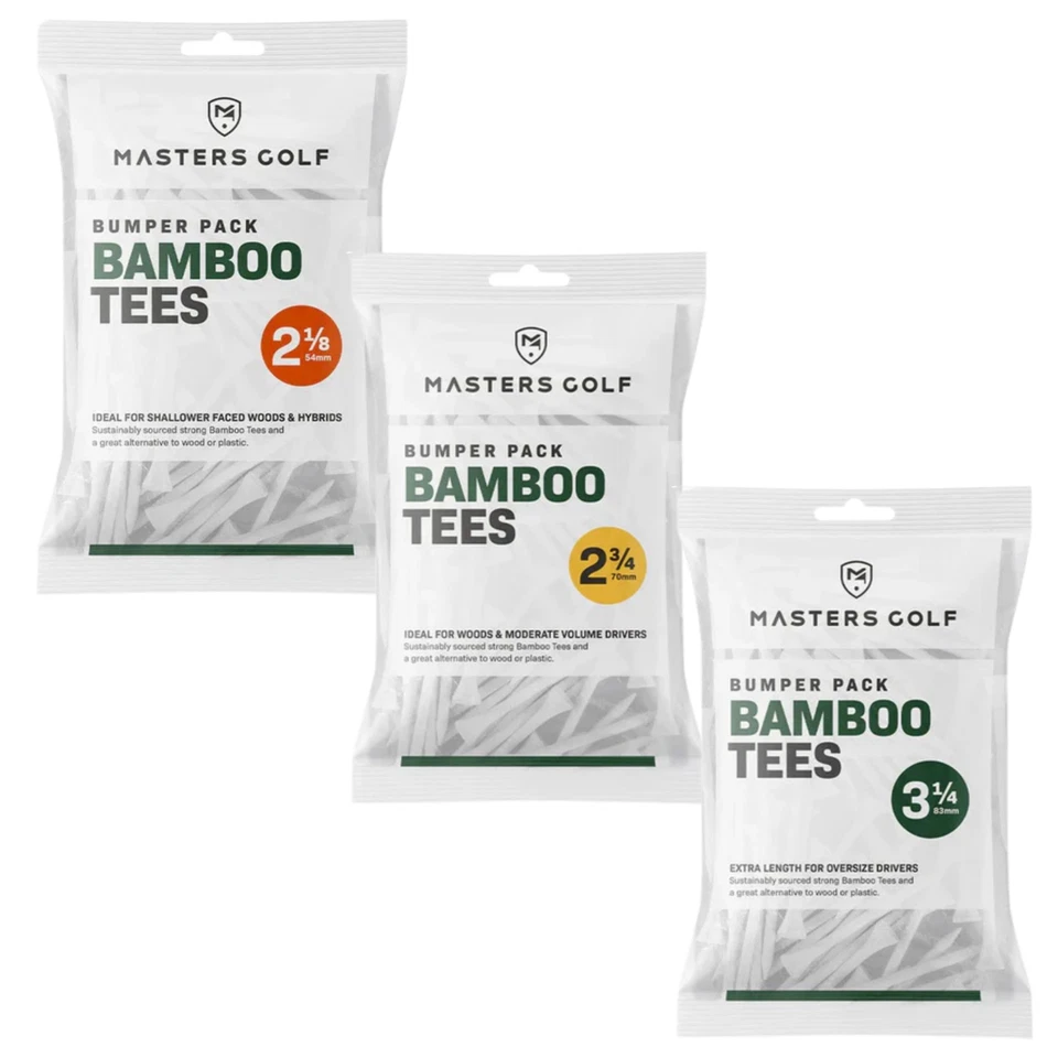 Masters Golf White Bamboo Wood Golf Tees, 3 Sizes To Choose From, NEW - Image 1 of 1