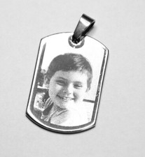 Anhänger mit persönlicher Gravur Fotogravur Diamantgravur Dog Tag Farbe silber