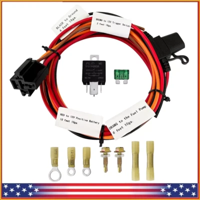 One Electric Fuel Pump Relay Kit Fuel Pump Wiring Harness Kit Universal 4 Pin - Image 1 of 4