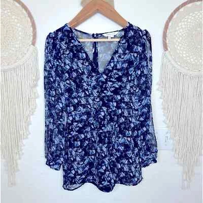 BCBGeneration синий геометрический принт боди чистый рукав размер 4 - Изображение 1 из 4