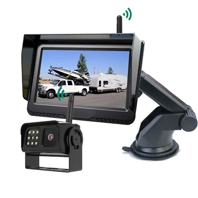 Wireless 5" Monitor HD Color IR Reversing Backup Camera 12-24v Truck Camper Rv - Image 1 of 4