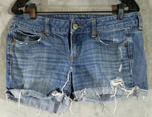 Pantalones cortos de mezclilla American Eagle para mujer 10 azules favoritos BF corte angustiado - Imagen 1 de 7