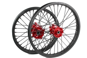 CNC WHEELS SET RED HUBS HONDA CRF250R 2014-2024 CRF450R 2013/2024 21/19" - Bild 1 von 14