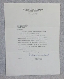 1954 AUTOGRAPHED LETTER from STUART HOLCOMB  PURDUE UNIVERSITY FOOTBALL COACH - Picture 1 of 1