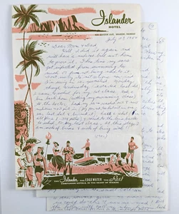 1950s Letter College Girl Adventures In Hawaii Islander Hotel Waikiki Stationery - Picture 1 of 7