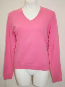 VNTG Lilly Pulitzer Solid Pink V-Neck Pullover Sweater Palm Tree Logo Sz L - Picture 1 of 7