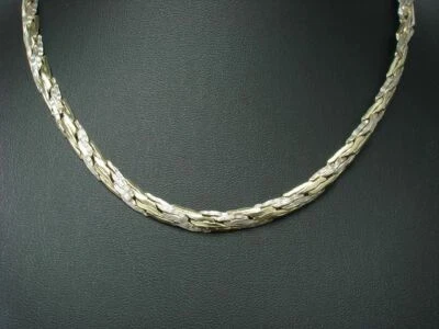 925 Argento Sterling Collier/Parzialmente Dorato / Vero Argento / 24,3g/41 CM - Immagine 1 di 3