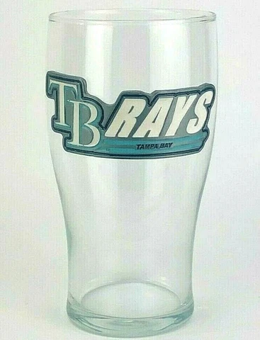 Tampa Bay Rays MLB Clear Tulip Pint Beer Glass Pewter Logo Libbey Cover