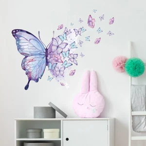 Purple Butterfly Wall Stickers For Bedroom Living Room Girls Room Wall Decals - Picture 1 of 7