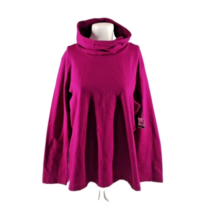 NUEVO CON ETIQUETAS KAREN SCOTT Sudadera Otoño L (12-14) Pullover Fucsia Tejido Cuello Alto Algodón Foto 1 de 4