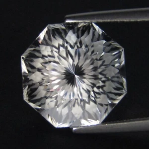 12.60Cts Lustrous Natural White Topaz 13mm Round Octagonal Fancy Cut Gemstone - Picture 1 of 3