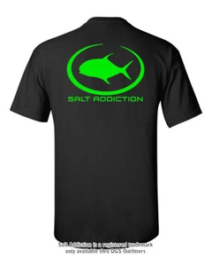Salt Addiction Fishing t shirt Saltwater fishing apparel Permit life rod flats - Picture 1 of 2