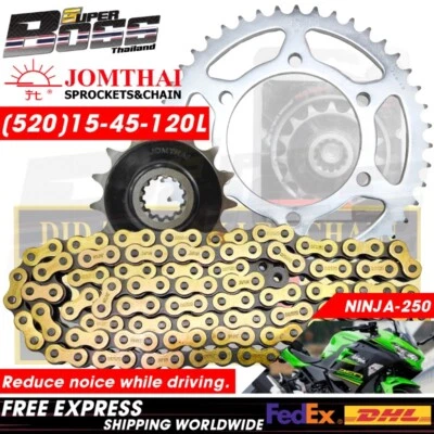 Передняя + задняя звездочка JT, цепь DID для NINJA-250, Z-250 520-15-45-120L - Изображение 1 из 4