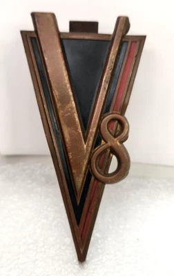 ORIGINAL 1934 1935 1936 1937 1938 CADILLAC LASALLE V8 TRUNK TRIM EMBLEM - Image 1 of 4