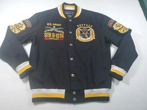 US ARMY Buffalo Soldiers 9th/10th Cavalry Mens Med Size Jersey Jacket Sewn Patch - Picture 1 of 23