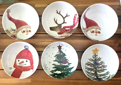 Target Wondershop Juego de 6 Cuencos de Melamina Navidad Ensalada-Bocadillo-Cereal 7.5" 🎄 Foto 1 de 4