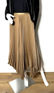 Polo Ralph Lauren Pleated Asymmetrical Hem Midi Skirt ~ Size 6 ~ Color Tan - Picture 1 of 7