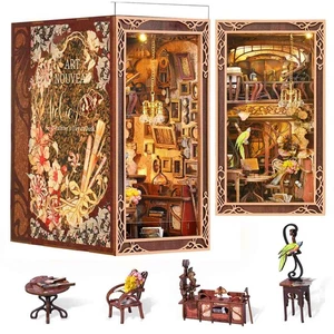 Book Nook Kit, DIY Miniature Dollhouse Booknook Kit, 3D Wooden Puzzle Bookend... - Picture 1 of 8