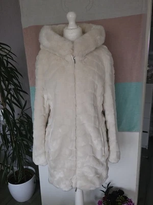 Jacket Off White Fake Fur Wite Coat Size 14 DKNY Very Good Condition - Image 1 of 4