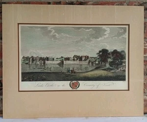 Impresión grabada antigua del siglo XVIII "Castillo de Leeds en el condado de Kent" - Imagen 1 de 21