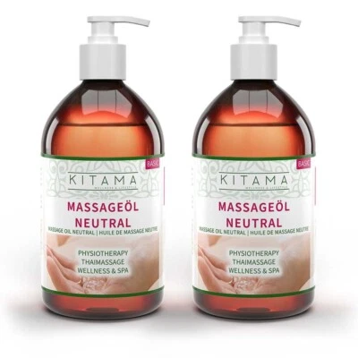 Kitama Massageöl neutral 1L (2 x 500ml) ohne Duft für Thai Massage Physio - Bild 1 von 4