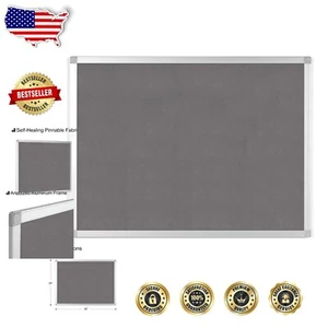 Self-Healing 24" x 36" Fabric Pin Board - Modern Aluminum Frame for Home/Office - Picture 1 of 11