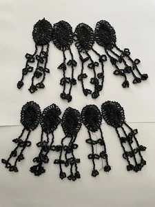 Ensemble De 10 Ornements Brodés De Perles De Verre Noires Vêtement Couture Jais? - Picture 1 of 4