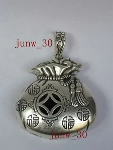 Collection China Tibet Silver Handmade Affluence Bag Pendant Amulet Decoration - Picture 1 of 6