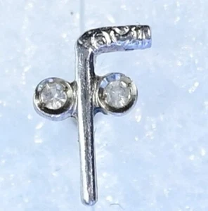 14k Weißgold Diamant Freimaurer Freemason zwei Kugeln Röhrenkette Anstecknadel 0,3g 7/16 - Bild 1 von 5