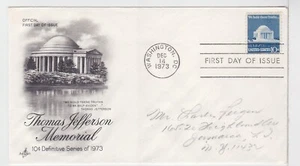 TurtlesTradingPost- Thomas Jefferson Memorial -1973 FDC #1510 - Artcraft Cachet - Picture 1 of 1
