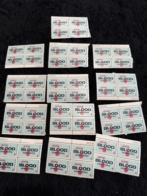 US SCOTT Stamps #1425 1971 Giving Blood Saves Lives 6 Cent 4 Per Block X 13 - Image 1 of 2