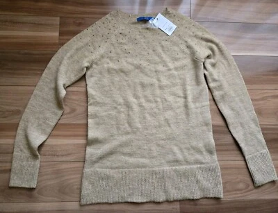NWT womens Apt 9 Kohls embellished metallic sweater shirt top gold small party S - Image 1 of 4