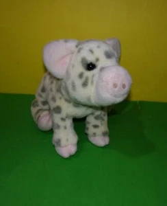 Douglas Spotted Pig Plush 12” White Yellow w/ Gray Spots Stuffed Bean Paws - Picture 1 of 4