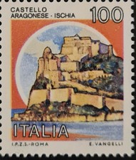 FRANCOBOLLO 100 LIRE CASTELLO ARAGONESE ISCHIA ( RARO )!!!!!!!