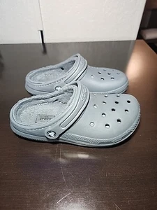 Crocs Unisex Gray Faux Fur Lined Clogs Size M5 W7 - Picture 1 of 6