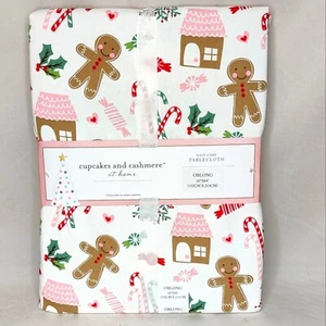 Cupcakes and Cashmere Pastel Pink Gingerbread Christmas Kitchen Tablecloth 60x84 - Picture 1 of 10