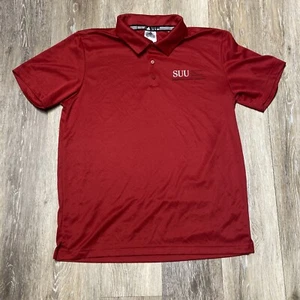 Southern Utah Thunderbirds Polo Shirt Mens Medium Red Adidas Puremotion Golf - Picture 1 of 6