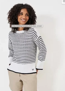 The Crew Company Jumper Size 12 New White Navy Striped Long Sleeve Knit Casual - Picture 1 of 10