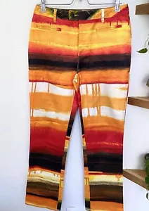 Moschino Jean Vintage Sunset Striped Paint Watercolor Artsy Pants Funky 90s - Picture 1 of 8