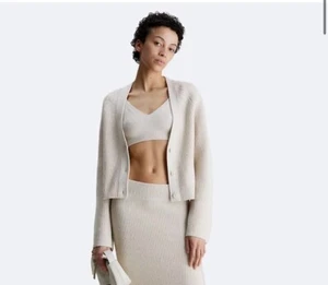 Calvin Klein Ribbed Wool Cardigan Sand Large - Picture 1 of 1