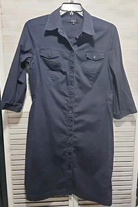 Alex Marie Sz 14 Navy Blue Shirt Dress With Front Snaps  - Picture 1 of 8