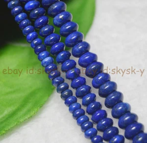 Natural Rondelle Blue Lapis Lazuli Gems Loose Bead 15'' Wholesale 4x6/5x8/6x10mm - Picture 1 of 10