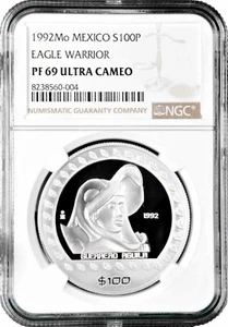 Mexico 100 pesos 1992, NGC PF69 UC, "Guerrero Aguila (Eagle Warrior)" - Picture 1 of 2